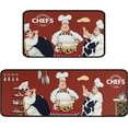 thumbnail image 1 of Fat Chef Kitchen Rugs and Mats Sets of 2,Red Kitchen Decoration Rugs,Rubber Backing Non-Slip Floor Mat for Sink Washable Waterproof Laundry Room Runner Rugs, 1 of 6