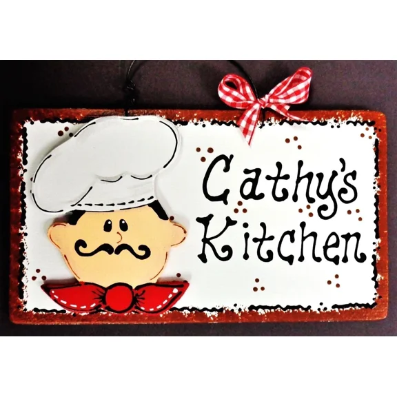Fat Chef Personalize Kitchen Name Sign Wall Art Plaque Cucina Bistro Decor