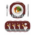 thumbnail image 1 of Fat Chef Round 13 Inch Placemats Set of 4, Red Gourmet Kitchen Red Black Buffalo Plaid HeatResistant Non Slip Place Mats for Dining Table, Wipeable Braided Kitchen Table Mats for Housewarming, 1 of 9