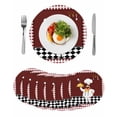 thumbnail image 1 of Fat Chef Round Placemats Set of 8 for Dinning Tables,Heat-proof Braided Table Mats 13 Inch,Red Gourmet Kitchen Red Black Buffalo Plaid Washable Place Mat for Kitchen Restaurant Party Table Decor, 1 of 9