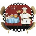 thumbnail image 1 of Fat Chef Round Tablecloth 36-44 Inch Round Fitted Table Cloth with Elastic Edge, Black White Checkered Farmhouse Red Kitchen Cook Waterproof Table Cover Protector for Outdoor Picnic Party Dining, 1 of 6