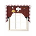 thumbnail image 1 of Fat Chef Swag Valances for Windows, Small Curtains Drapes, Red Gourmet Kitchen Red Black Buffalo Plaid Kitchen Window Curtains Over Sink Window Treatment Valance for Bedroom/Bathroom 56"x36", 1 of 5