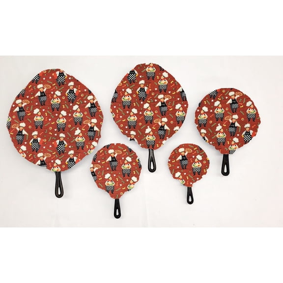 Fat Chefs Cast Iron Pan Covers (Set of 5) by Penny's Needful Things (Pizza Chefs)