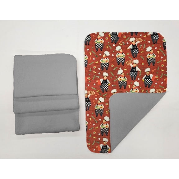 Fat Chefs Hand Towels (Set of 4) by Penny's Needful Things (Towel Color: Gray) (Pizza Chefs)