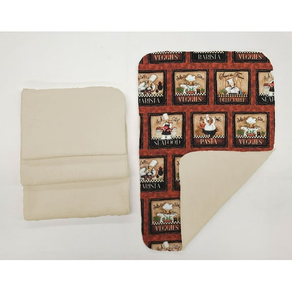 Fat Chefs Hand Towels (Set of 4) by Penny's Needful Things (Towel Color: Off White) (Bistro Chefs)