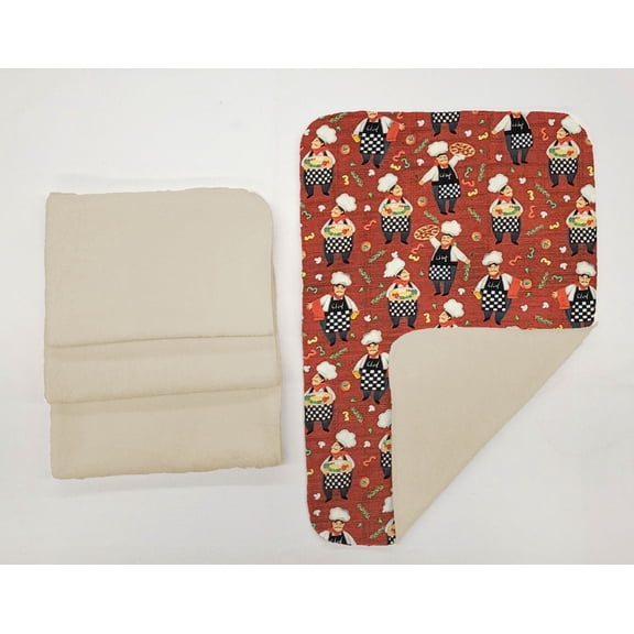 Fat Chefs Hand Towels (Set of 4) by Penny's Needful Things (Towel Color: Off White) (Pizza Chefs)
