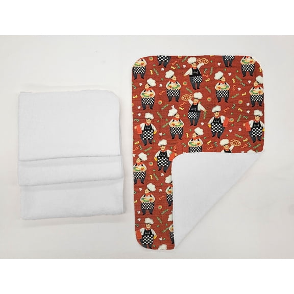 Fat Chefs Hand Towels (Set of 4) by Penny's Needful Things (Towel Color: White) (Pizza Chefs)