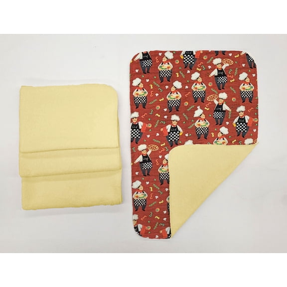 Fat Chefs Hand Towels (Set of 4) by Penny's Needful Things (Towel Color: Yellow) (Pizza Chefs)