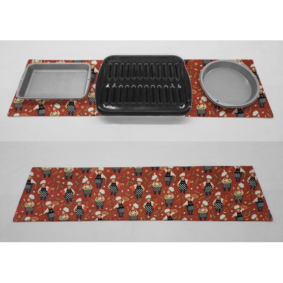 Fat Chefs Hot Pads or Hot Pad Runner by Penny's Needful Things (Runner: 40 x 11.5) (Pizza Chefs)