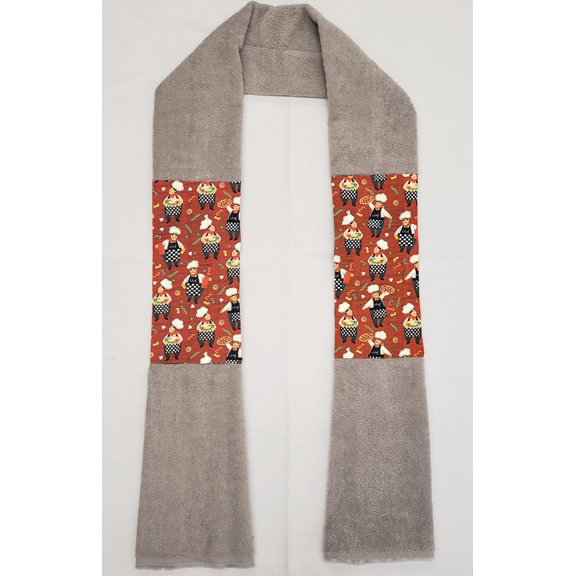 Fat Chefs Kitchen Towel Boa / Scarf by Penny's Needful Things (Towel Color: Gray) (Pizza Chefs)