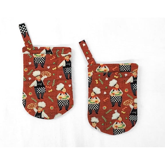 Fat Chefs Oven Mitts (Set Of 2) by Penny's Needful Things (Pizza Chefs)