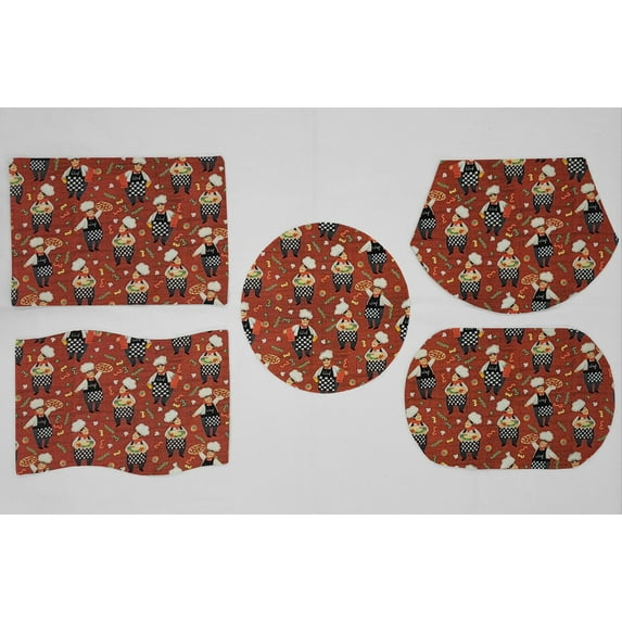 Fat Chefs Placemats by Penny's Needful Things (Oval - Set of 6) (Pizza Chefs)