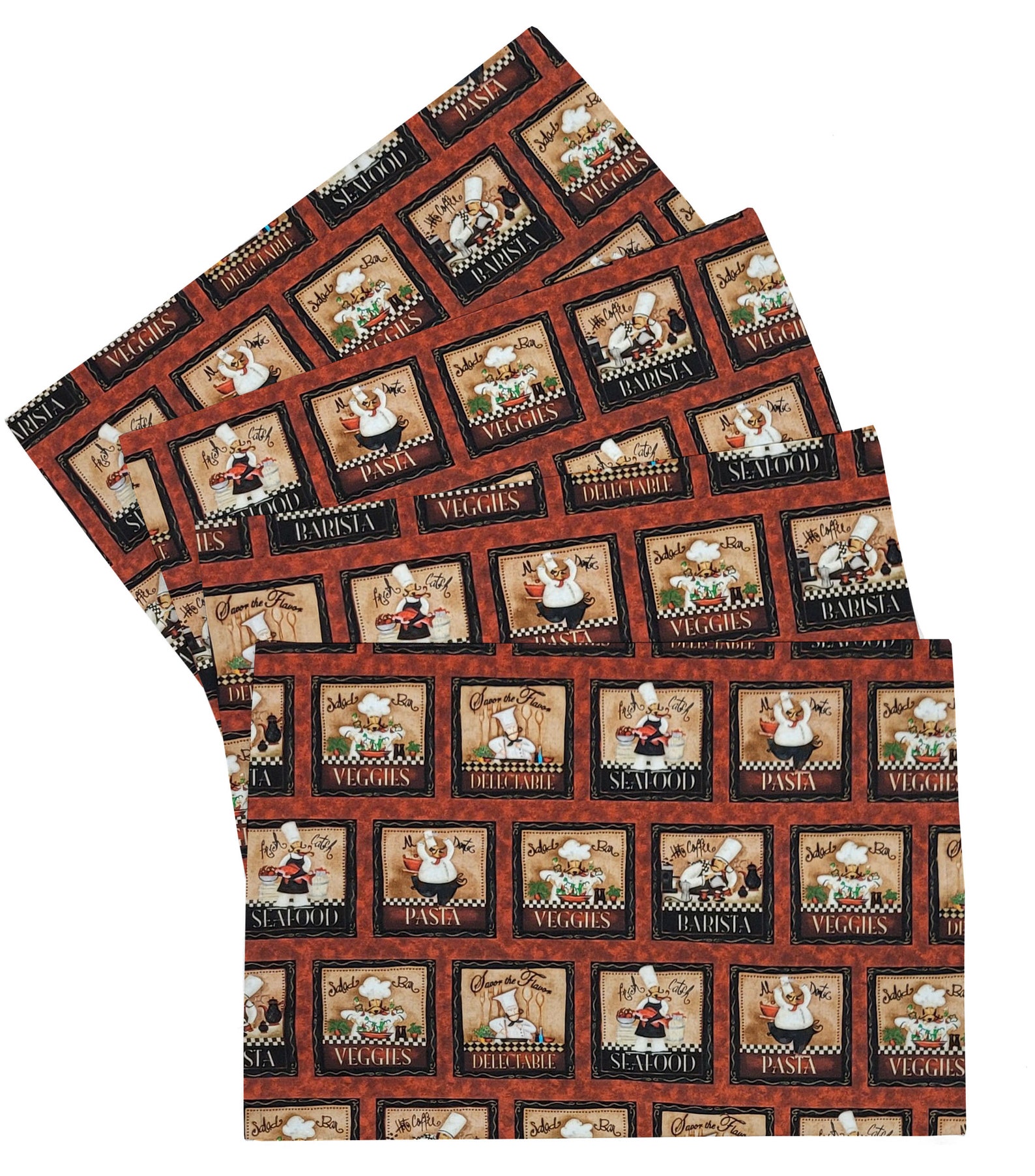 Fat Chefs Placemats by Penny's Needful Things (Rectangle - Set of 2) (Bistro Chefs)