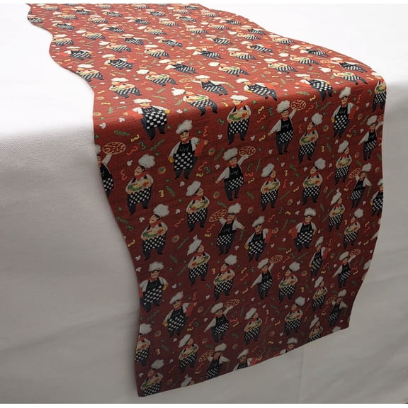 Fat Chefs Table Runner by Penny's Needful Things (3 Feet Long - SCALLOPED) (Pizza Chefs)