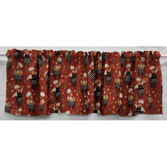 Fat Chefs Valance by Penny's Needful Things (One Valance Panel 18 inches Long UNLINED) (Pizza Chefs)