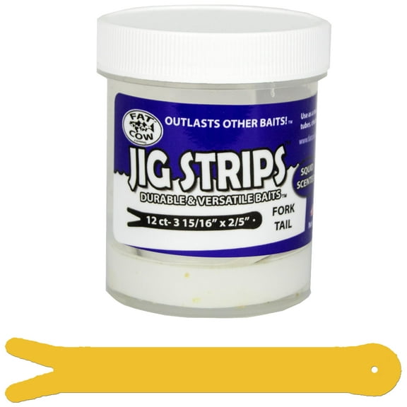 Fat Cow FATFRK4-Y Jig Strips ForkTail 3-15/16" X 2/5" Scented