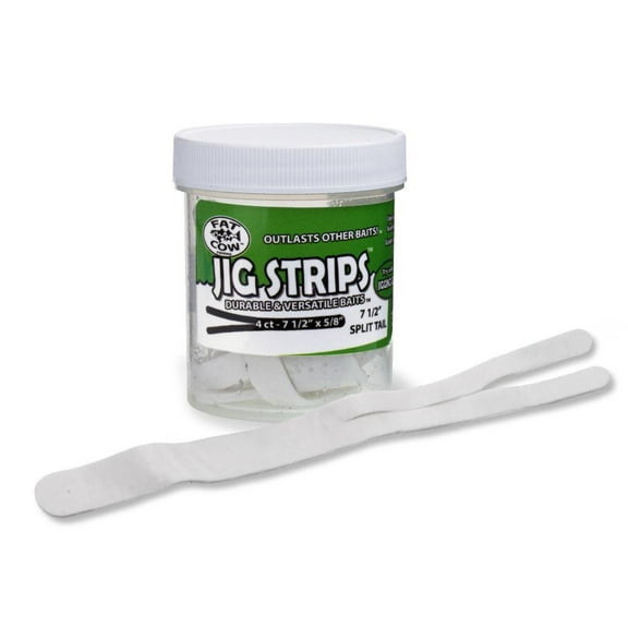 Fat Cow Fishing Jig Strips - Split Tail, 7 1/2" X 5/8", White