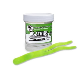 Fat Cow Fishing Jig Strips - Split Tail, 5" X 1/2", Scented, Chartreuse
