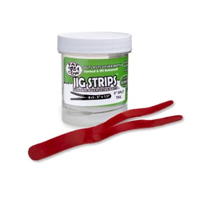 Fat Cow Fishing Jig Strips - Split Tail, 5" X 1/2", Scented, Red
