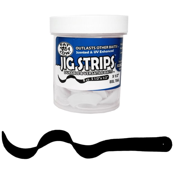 Fat Cow Jig Strips Eel Tail 5 1/2" X 1/2" Scented, Black