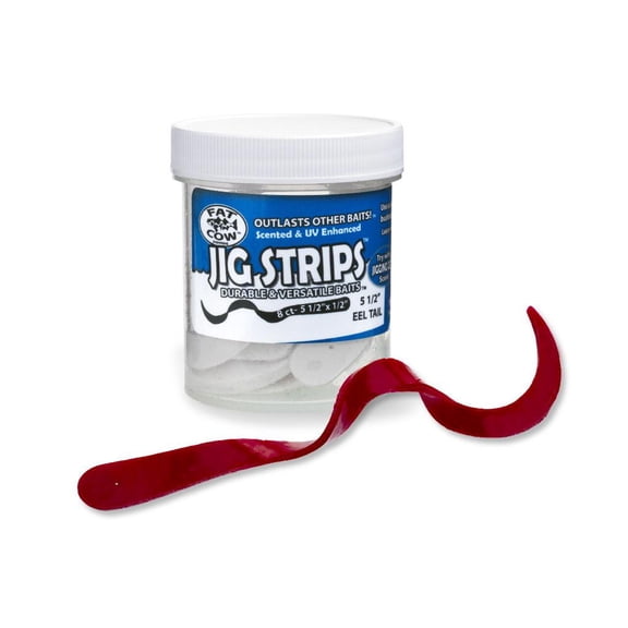 Fat Cow Jig Strips Eel Tail 5 1/2" X 1/2" Scented, Blood Red