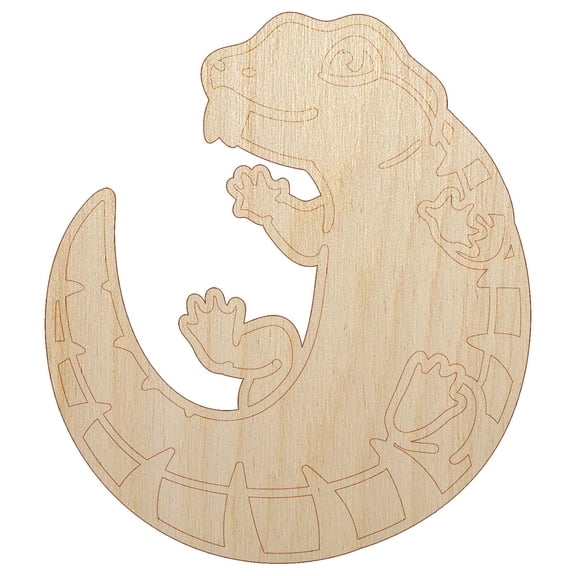Fat Cute Blue Tongued Skink Lizard Reptile Wood Shape Unfinished Piece Cutout Craft DIY Projects - 4.70 Inch Size - 1/8 Inch Thick