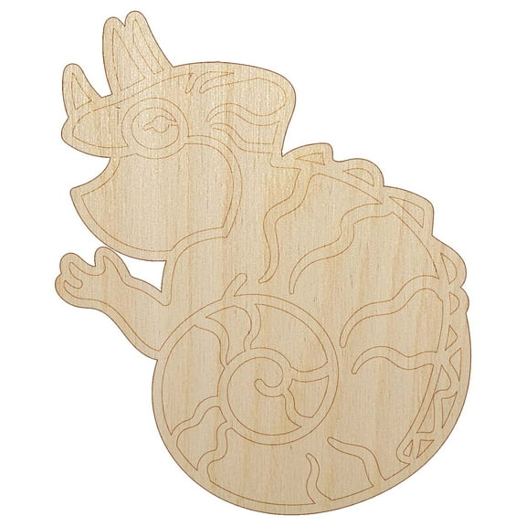 Fat Cute Jackson's Horned Chameleon Lizard Reptile Wood Shape Unfinished Piece Cutout Craft DIY Projects - 4.70 Inch Size - 1/8 Inch Thick
