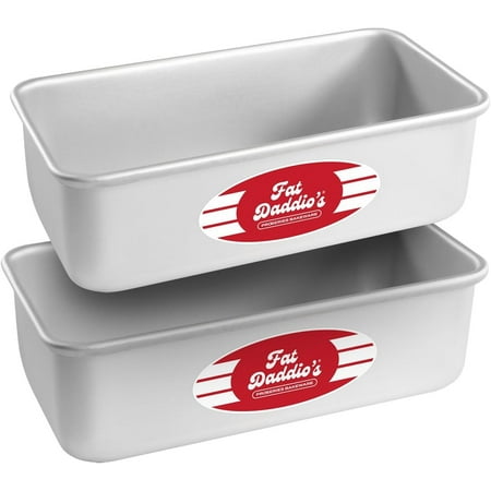 Fat Daddio's Anodized Aluminum Bread Pan, 7.75 x 3.75 x 2.5 Inch, Bread Loaf Pans, Aluminum Loaf Pans, Set of 2, Silver