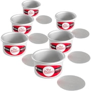 Fat Daddios Anodized Aluminum Round Pan, 6-Piece Cheesecake Pan Set, 3 x 2 Inch, Silver, Removable Bottom, Specialty Dessert Bakeware