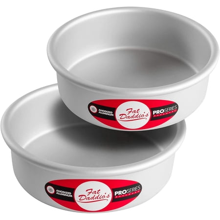 Fat Daddio's Anodized Aluminum Baking Pan, 2-Piece Set, 6 x 2 Inch Round Cake Pan, Silver, Layered Cake & Deep Dish Pizza Bakeware