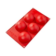Fat Daddios SMF-001 Non-Stick Red Silicone Bakeware 5-Cavity Hemisphere 4 oz