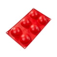 thumbnail image 1 of Fat Daddio's SMF-002 Non-Stick Red Silicone Bakeware 6-Cavity Chocolate Bomb Mold Hemisphere (2.7 oz), 1 of 4