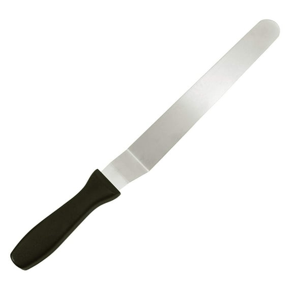 Fat Daddio's SPAT-10OS Stainless Steel Offset Spatula, 10 Inch, Black, Silver