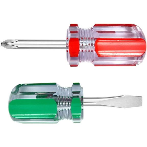 SkyAuks Fat Head Screwdriver Slotted Phillips Screwdriver - Stubby Screwdriver Set Magnetic Tip Flat Phillips Short Screwdriver for Small Screws - Small Screwdriver Set