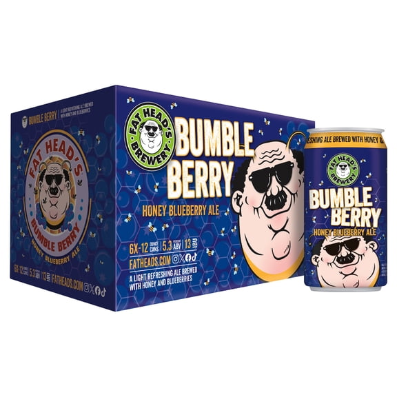 Fat Head's Bumble Berry Blueberry Honey Ale Craft Beer, 6 Pack, 12 fl oz Aluminum Cans, 5.3% ABV