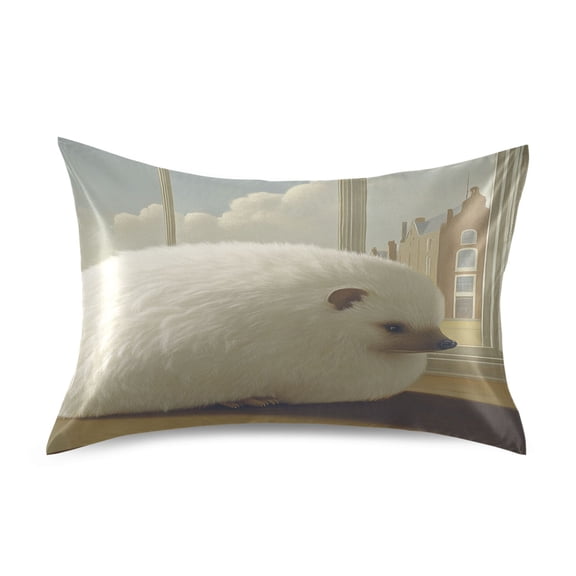 Fat Hedgehog Satin Pillowcase 20''x26'' Double-Sided Print Soft Wrinkle Resistant