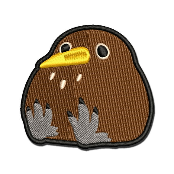 Fat Kiwi Bird Sitting Applique Multi-Color Embroidered Iron-On Patch - 2.0 Inch Mini
