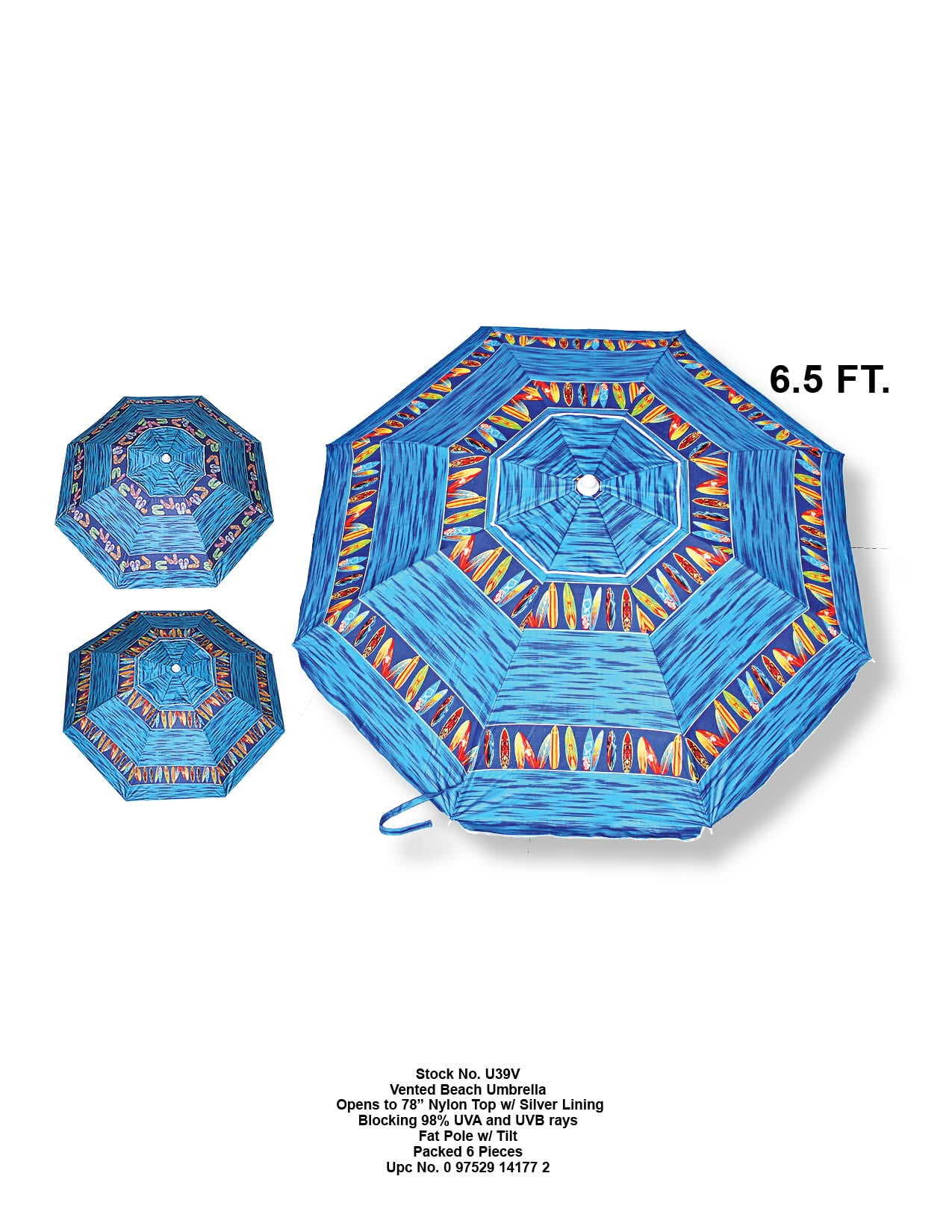 Fat Pole 6.5' Beach Umbrella