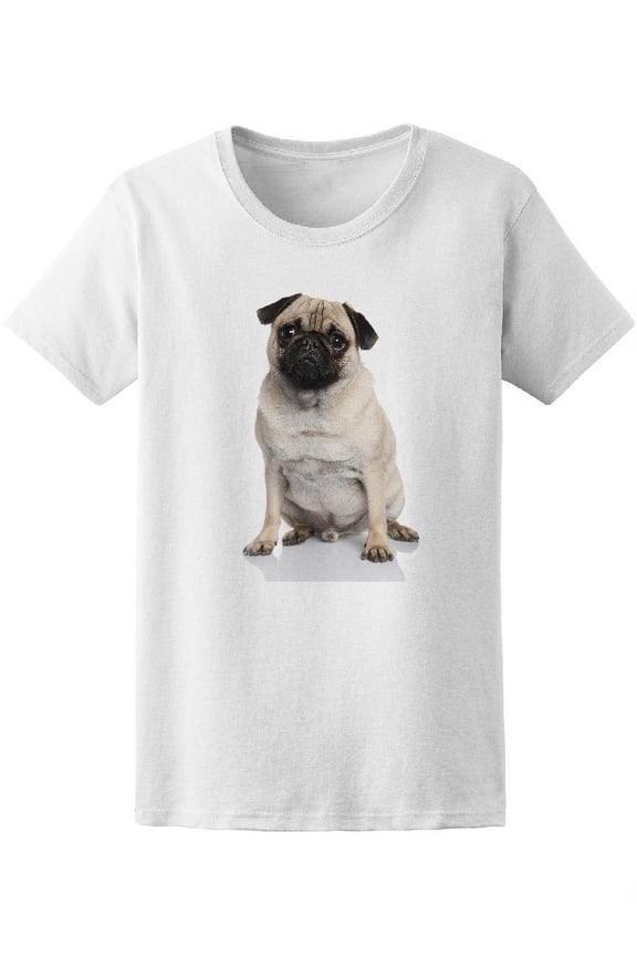 Fat Pug Dog Sitting T-Shirt Men -Image by Shutterstock, Male Medium