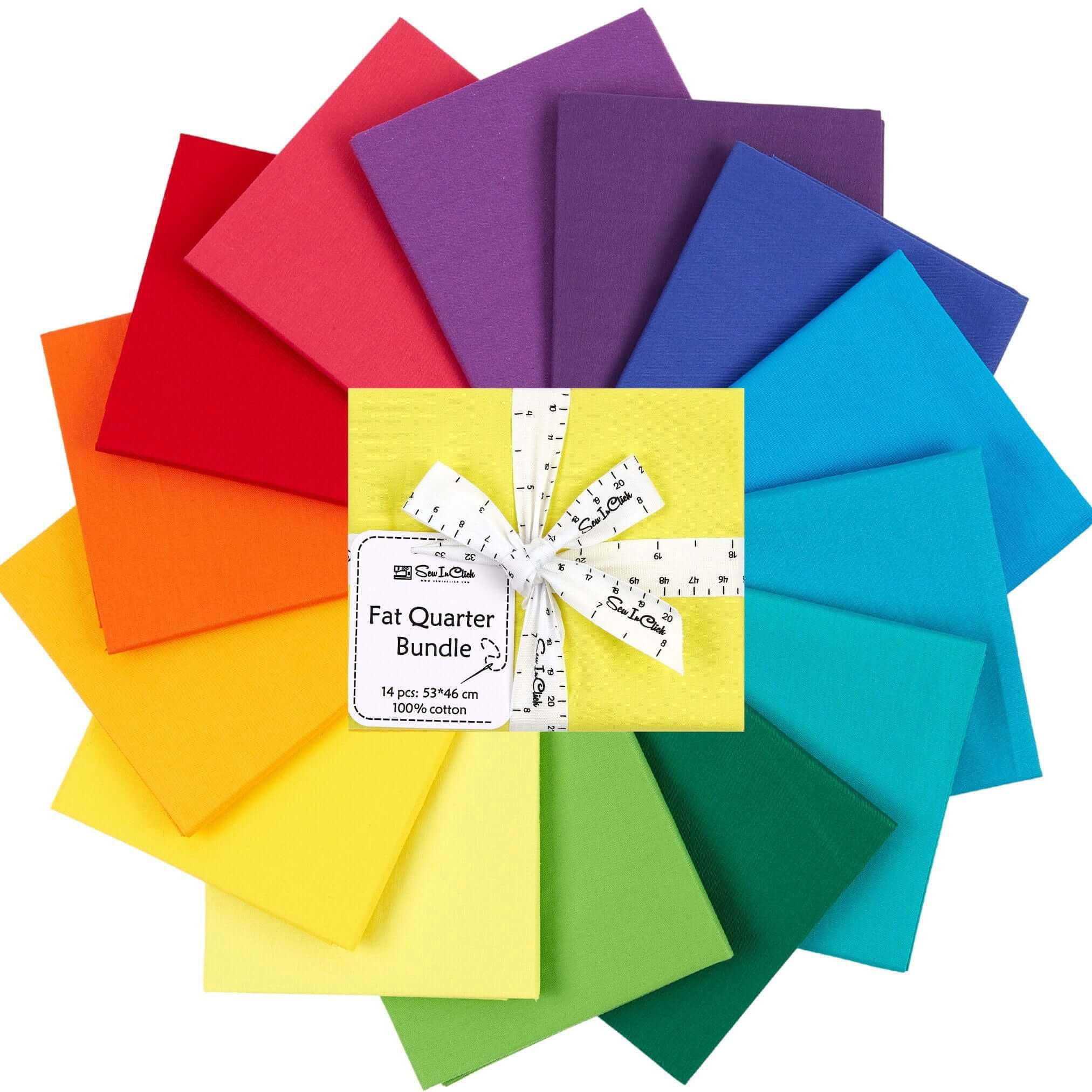 067562 Color Fat Quarter Bundle -100% Cotton | Pure Solids | Rainbow Mix l Mix - 14 ...