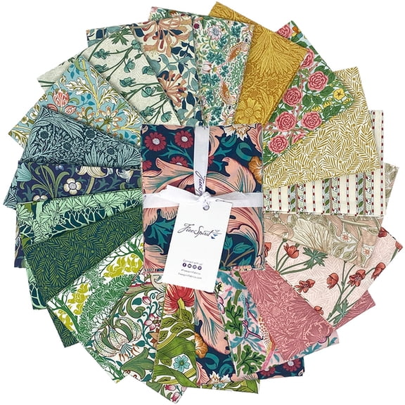 Fat Quarter Bundle - Bedford Park Morris & Co. FreeSpirit 20 Count Fat Quarters Assorted Cotton Fabric Precuts (FB4FQWM.BEDFORD) M413.18