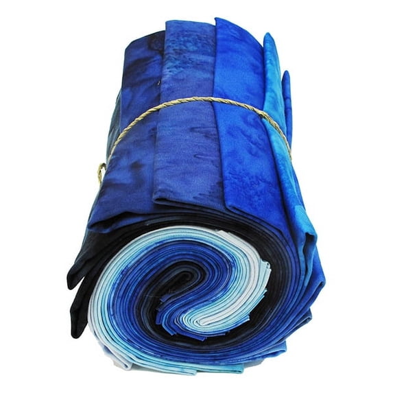 Fat Quarter Bundle - Hoffman 1895 Watercolors Reach for the Sky Blue Batiks 12 Count Fat Quarters (1895FQ-7-BLUE) M527.07