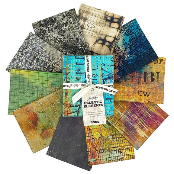 Fat Quarter Bundle - Tim Holtz Eclectic Elements Abandoned 1 FreeSpirit 10 Count Fat Quarters Assorted Cotton Fabric Precuts (FB8FQTH.ABANDONED1) M209.24