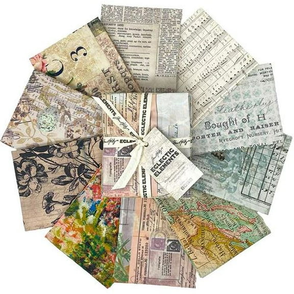 Fat Quarter Bundle - Tim Holtz Eclectic Elements Foundations FreeSpirit 10 Count Fat Quarters Assorted Cotton Fabric Precuts (FB8FQTH.FOUNDATIONS) M209.25