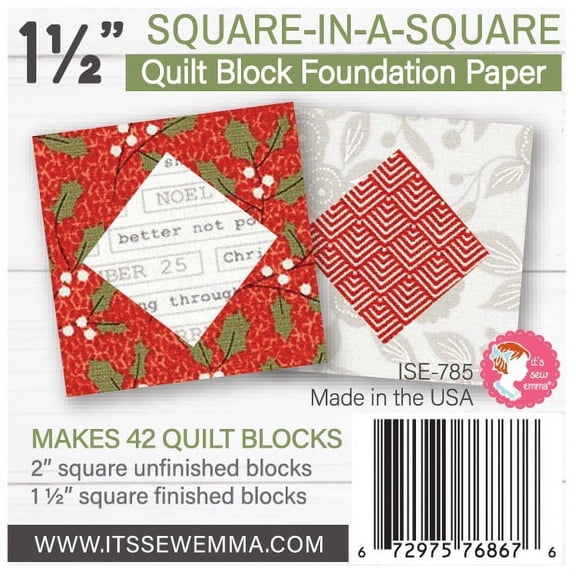 1.5in Square in a Square Quilt Block Foundation Paper