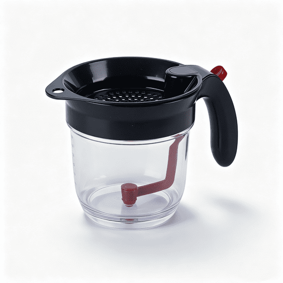 Fat Separator with Bottom Press Release, BPA-Free Clear Gravy Grease Separator with Built-in Strainer, Heat Resistant Oil Separator Measuring Cup for Healthy Soup, Sauces, Bacon Drippings Cooking