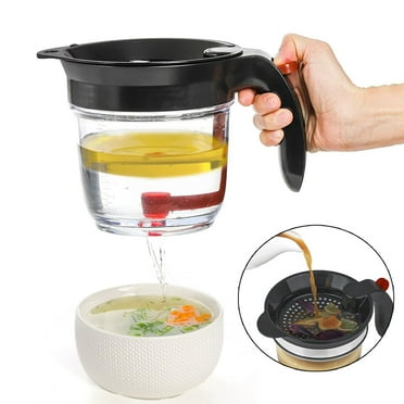 Fat Separator With Bottom Release, 4 Cup Gravy Separator for Cooking with Oil Strainer, Kitchen Gadgets Grease Separator Packaged with a 3-in-1 Multifunctional Peeler (Red)