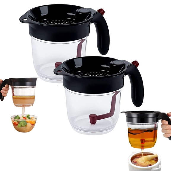 Fat Separator With Bottom Release,Gravy Skimmer with Oil Strainer and Bottom Release 4 Cup Gravy Grease Separator Glass for Gravy Sauces,Oil Separator For Cooking, Kitchen Gadgets Fat Separator