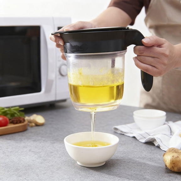 Separator with Bottom Release, 4 Cup Gravy and Oil Separator for Cooking, Kitchen Separator with Strainer for Soup, BBQ, Healthier Gravy