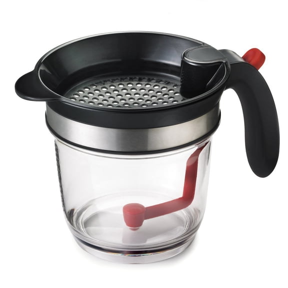 Fat Separator with Bottom Release, Plastic, 4 Cup Strainer with Handle, Grease Strainer Dishwasher Safe, Oil Separator for Kitchen